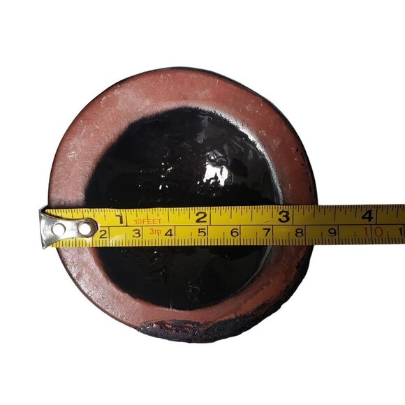 Vintage Danesi Arts Canada Ceramic Vase Ombre Red Drip Glaze Over Black - Picture 10 of 11